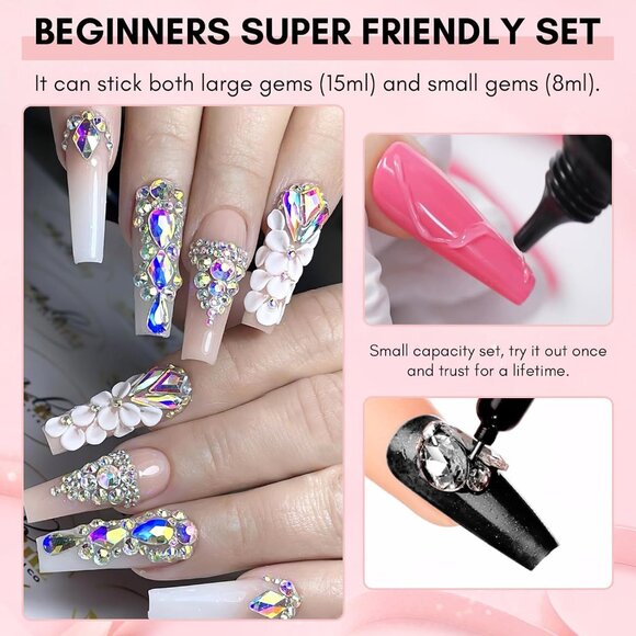 Crystal Rhinestones with Gel Glue, 15ML Strong Adhesive for Gems - Picture 8 of 8